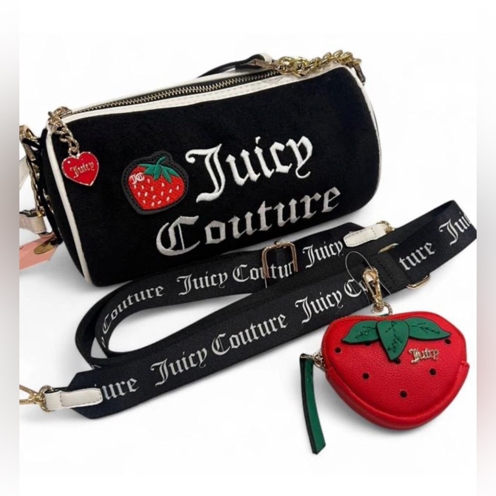 Juicy Couture Sweet N Juicy Apple Mini Barrel Bag with Strawberry Pouch Coin.